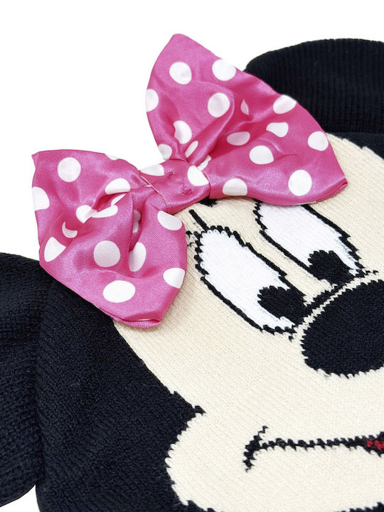 Minnie Mouse Kinder Mütze Set mit Handschuhe Gestrickt Rosa 3Stück