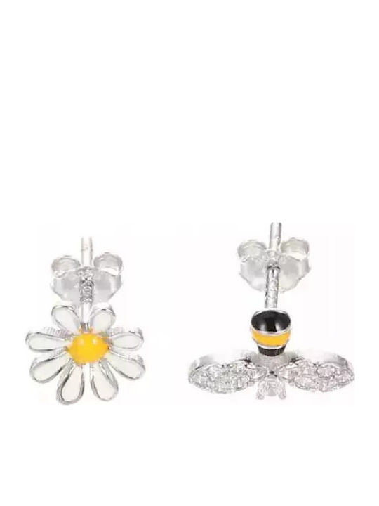 Kids Hypoallergenic Earrings Flower & Bee Silver 925 Bode 01688