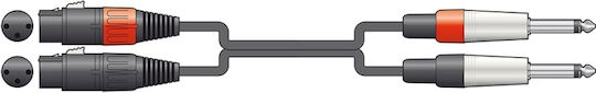 Citronic XLR Cables 2 x XLR Female - 2 x 6.3mm Male Black 3m 26J-2XF300