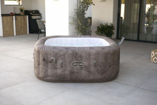 Lay-Z-Spa Rome MaxHold EnergySense UltraFit Smart AirJet Square PVC Swimming Pool 840L Inflatable with Hydromassage 180x180x66cm Brown Marble