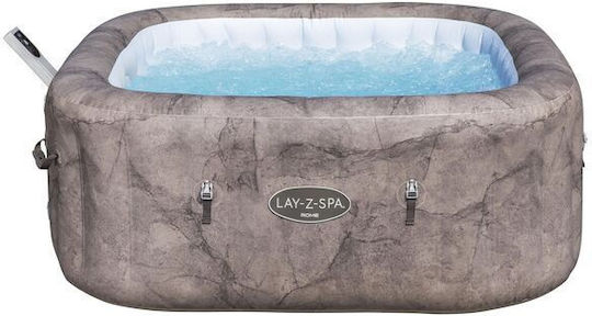 Lay-Z-Spa Rome MaxHold EnergySense UltraFit Smart AirJet Square PVC Swimming Pool 840L Inflatable with Hydromassage 180x180x66cm Brown Marble