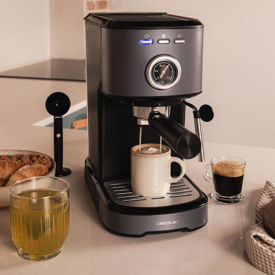 Cecotec Power 20 Pecan Steel Μηχανή Espresso 1100W Πίεσης 20bar Γκρι