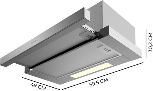 Cecotec Bolero Flux TLM 606500 Συρόμενος Απορροφητήρας 60cm Inox
