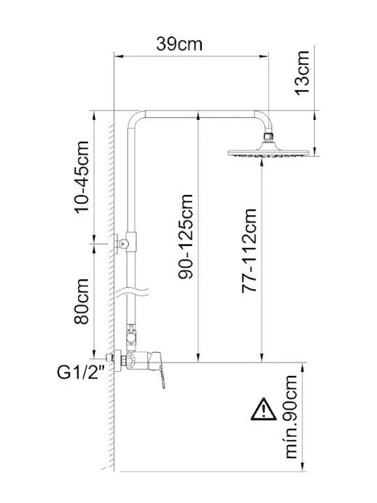 Clever Adjustable Shower Column with Mixer Silver Clever Adjustable Shower Column with Mixer Silver