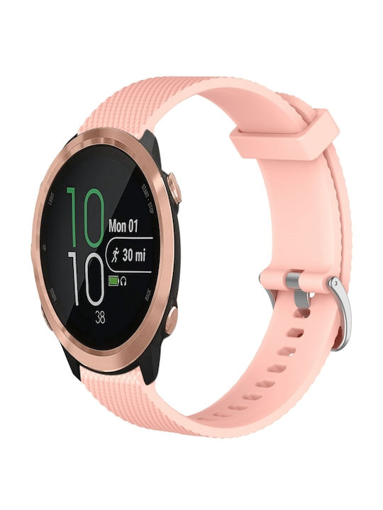Brățară din silicon texturat cu model de diamant de 20 mm pentru Garmin Forerunner Sq2 Music, roz