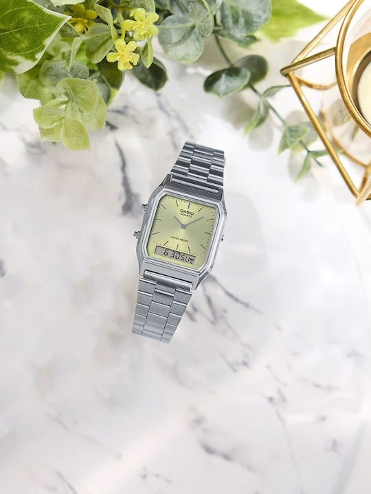 Casio Casio Vintage Ρολόι Μπαταρίας με Μεταλλικό Μπρασελέ