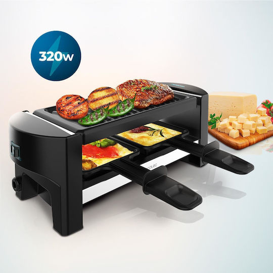 Cecotec Raclette Cheese & Grill 3200 Επιτραπέζια Ηλεκτρική Ψησταριά Raclette Αυλακωτής Πλάκας 320W Ανοξείδωτη 20x10εκ.