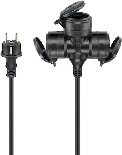 Goobay Waterproof Extension Cable Cord 3 x 1.5mm²/5m Black