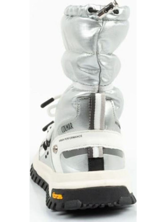 Leather Snow Boots with Rubber & Fur Warmer Silver