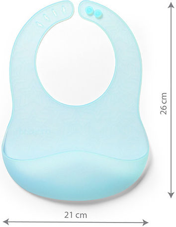 Babyono Ono01586 Αδιάβροχη Σαλιάρα Σιλικόνης με Τσέπη Μπλε για 6 m+