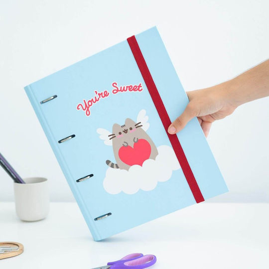 Pusheen Clipboard with 4 Rings for Paper A4 Transparent 1pcs
