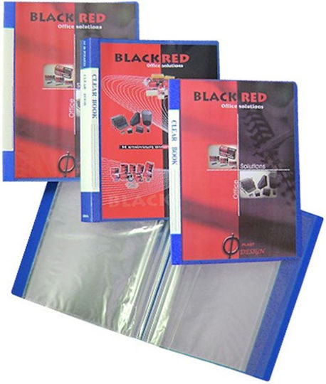 Black Red Mappe Suppl mit 80 Plastikhüllen Folien für Papier A4 Blau 1Stück