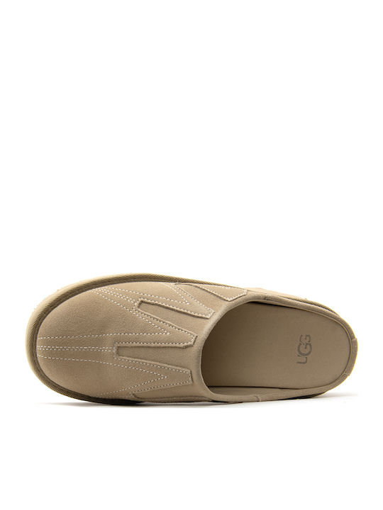 New Heights Sunwave Clogs Suede Mules με Χοντρό Ψηλό Τακούνι σε Μπεζ Χρώμα