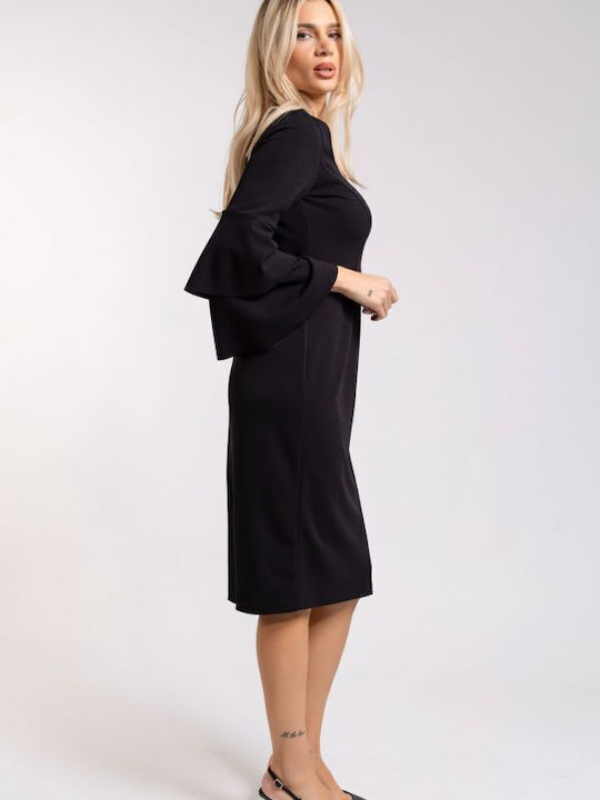 Mini Dress with Ruffle Black