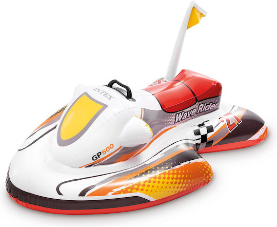 Intex Wave Rider Kid's Inflatable Ride On Jet Ski with Handles Red 117x77cm