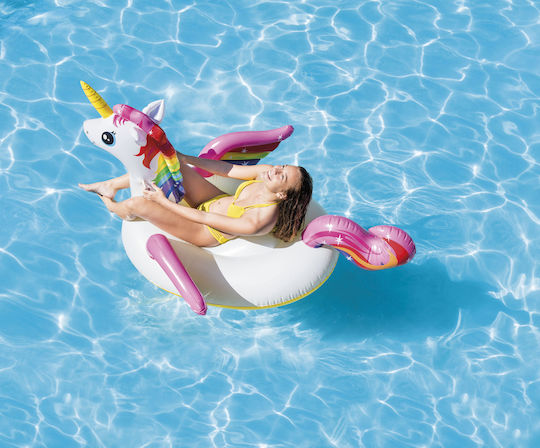 Intex Kid's Inflatable Ride On Sea Unicorn with Handles White 201x140cm