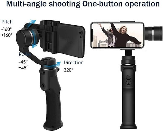 Funsnap Three-axis Gimbal with 3 Axis Stabilization and 8 Operating Hours Black