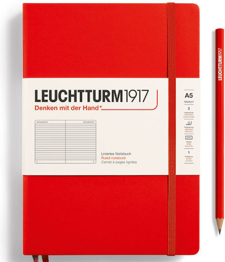 Leuchtturm1917 Notebook A5 Ruled with Elastic Red