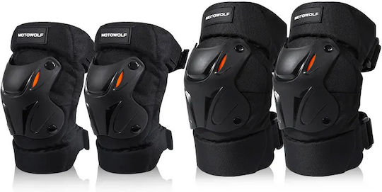 Motowolf Reflective Motorcycle Cycling Knee Elbow Pads Set Adjustable Breathable Material Universal