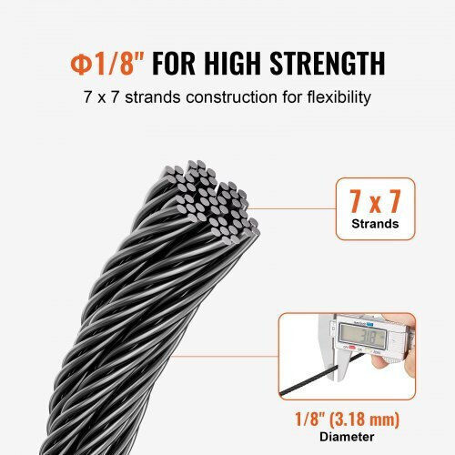 Vevor Stainless Steel Cable T316 1/8" 7x7 500 Ft Railings Fhgssfh31618gciqiv0