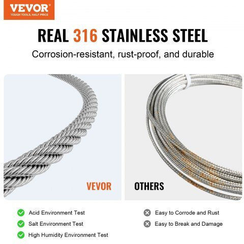 Vevor Stainless Steel Cable T316 1/8" 7x7 1000 Ft Railings Bxggssbxg3163wg03v0