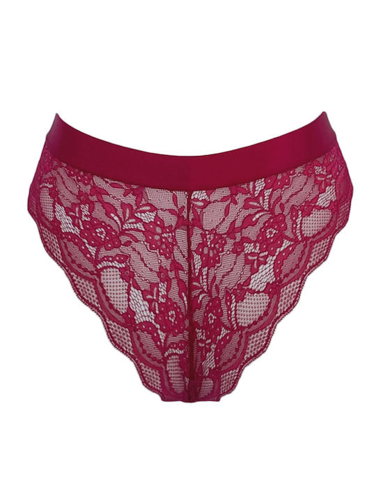 Pixie Intimates Cotton High-waisted Women's Brazil Seamless with Lace Burgundy