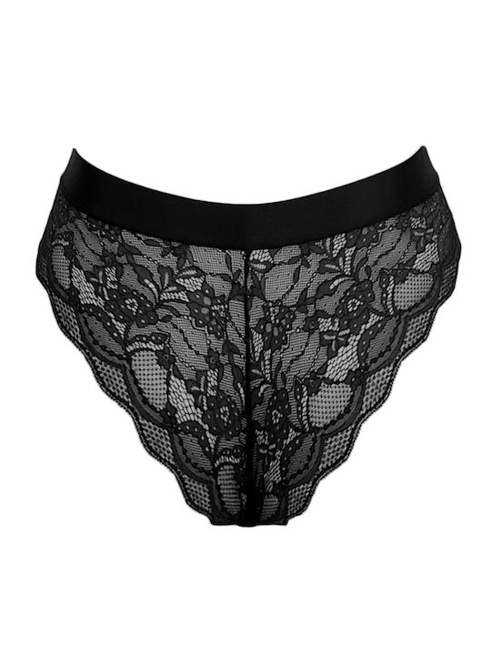 High-waisted Women's Brazil Seamless with Lace Black