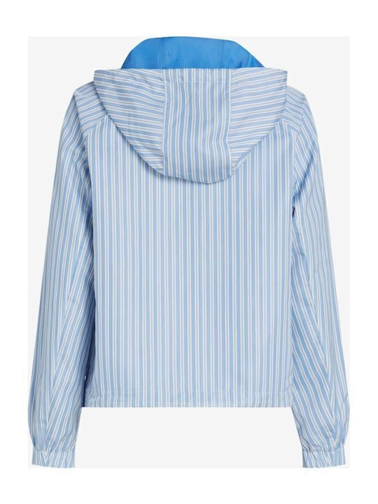Women's Short Lifestyle Jacket Double Sided Windproof for Spring or Autumn Light Blue