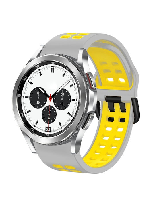 Samsung Galaxy Watch 4 Classic 42mm 20mm Breathable Two-Color Silicone Watch Strap Gray+Yellow