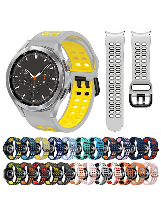 Samsung Galaxy Watch 4 Classic 42mm 20mm Breathable Two-Color Silicone Watch Strap Gray+Yellow