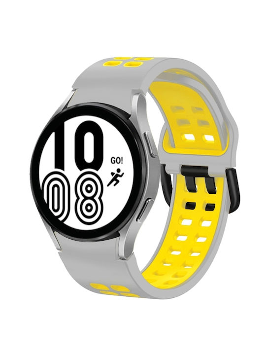 Samsung Galaxy Watch 4 44mm 20mm Breathable Silicone Watch Band Two-Tone Gray+Yellow