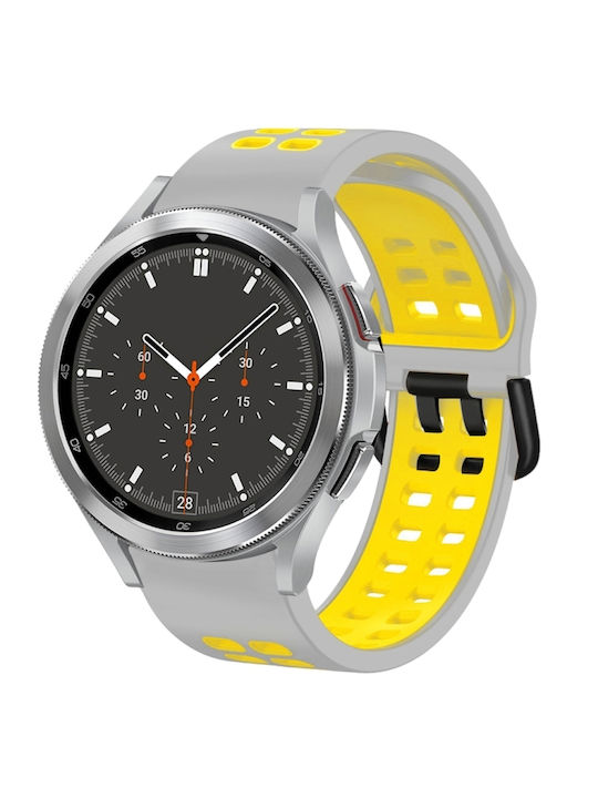 Samsung Galaxy Watch 4 Classic 42mm 20mm Breathable Two-Color Silicone Watch Strap Gray+Yellow