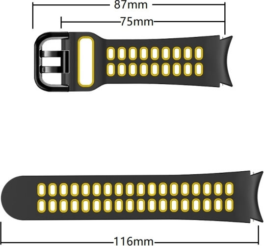 Samsung Galaxy Watch 4 44mm 20mm Breathable Silicone Watch Band Two-Tone Gray+Yellow