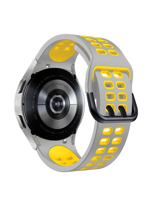Samsung Galaxy Watch 4 Classic 42mm 20mm Breathable Two-Color Silicone Watch Strap Gray+Yellow