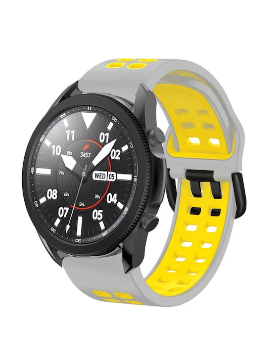 Samsung Galaxy Watch 4 44mm 20mm Breathable Silicone Watch Band Two-Tone Gray+Yellow