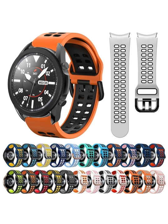 Samsung Galaxy Watch 4 Classic 42mm 20mm Breathable Two-Color Silicone Watch Strap Gray+Yellow