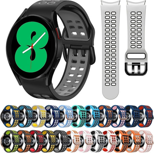 Samsung Galaxy Watch 4 44mm 20mm Breathable Silicone Watch Band Two-Tone Gray+Yellow
