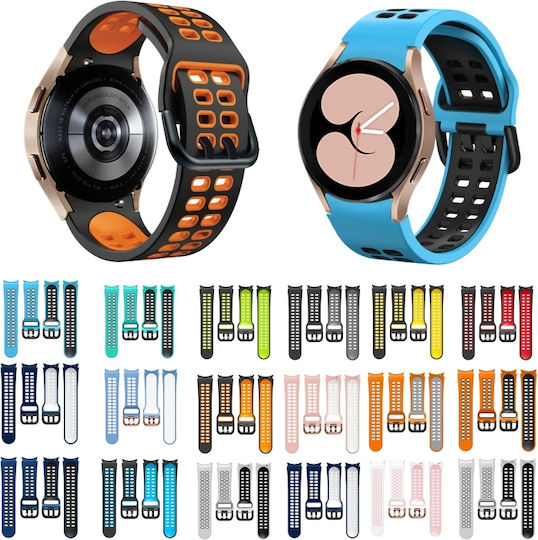 Samsung Galaxy Watch 4 44mm 20mm Breathable Silicone Watch Band Two-Tone Gray+Yellow