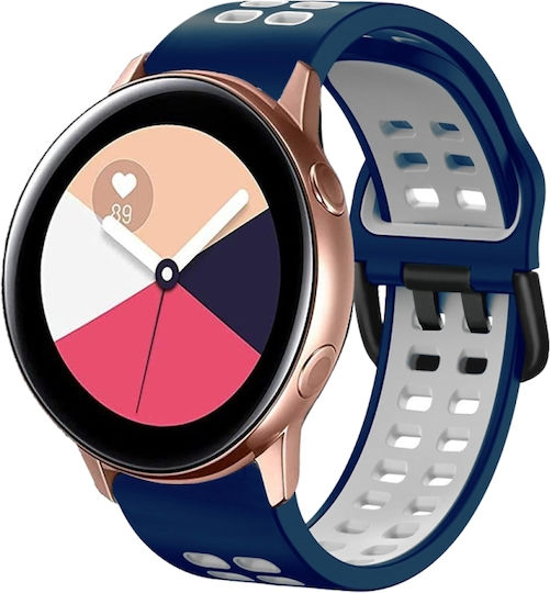 Samsung Galaxy Watch 4 Classic 42mm 20mm Atmungsaktives Zwei-Farben-Silikonarmband Grau+Gelb