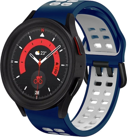 Samsung Galaxy Watch 4 44mm 20mm Breathable Silicone Watch Band Two-Tone Gray+Yellow