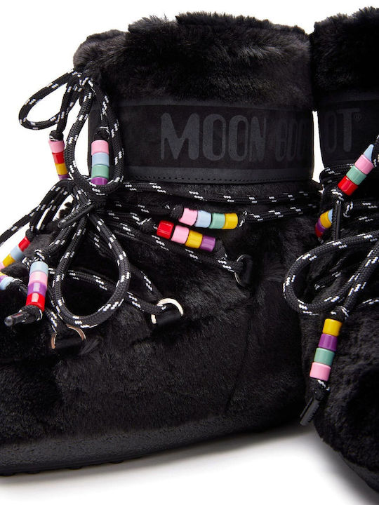 Icon Suede Γυναικεία Μποτάκια με Γούνα Μαύρα