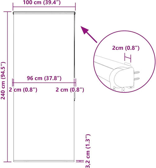 Vidaxl Duschvorhang Rollkassette 100x240 cm Stoffbreite 96 cm Mehrfarbig