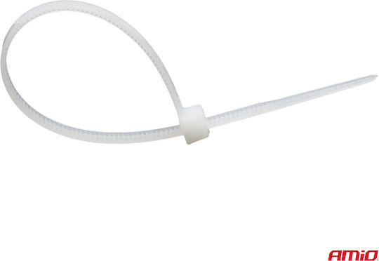 AMiO Plastic Cable Ties 100mmx2.5mm In White Colour 100pcs 04305