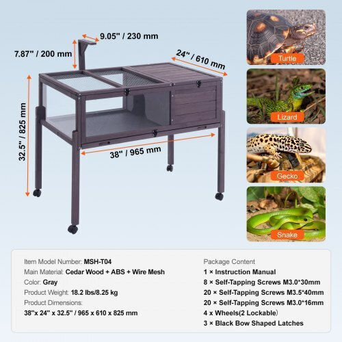 Vevor Reptile Terrarium Gray