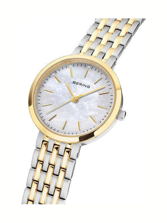 Bering Time Classic Crystals Γυναικείο Ρολόι 26mm Μπαταρίας με Ασημί Μεταλλικό Μπρασελέ