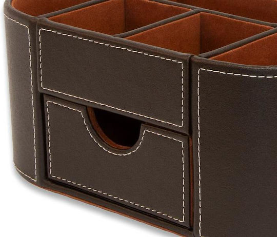 Leather Office Organizer In Brown Colour 23x12.3x10cm