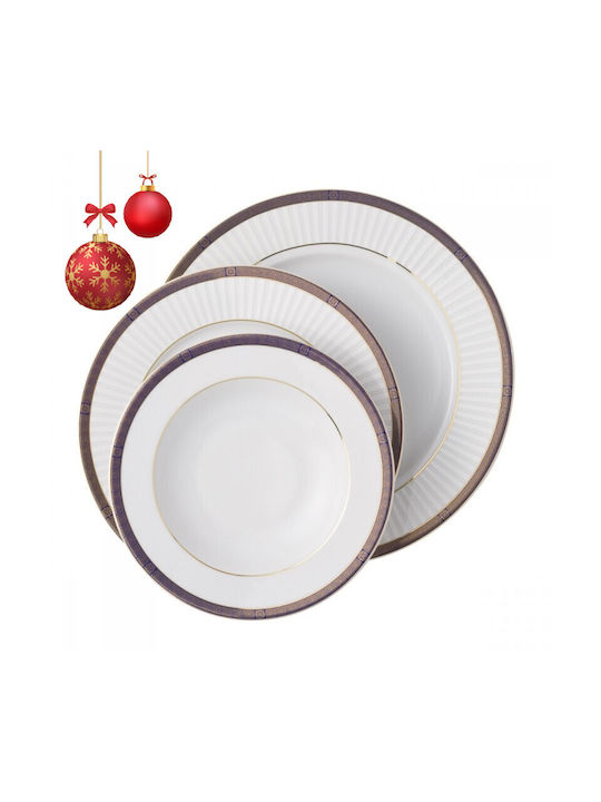 Emfasi Meander Gold Porcelain Dinnerware Set 44pcs