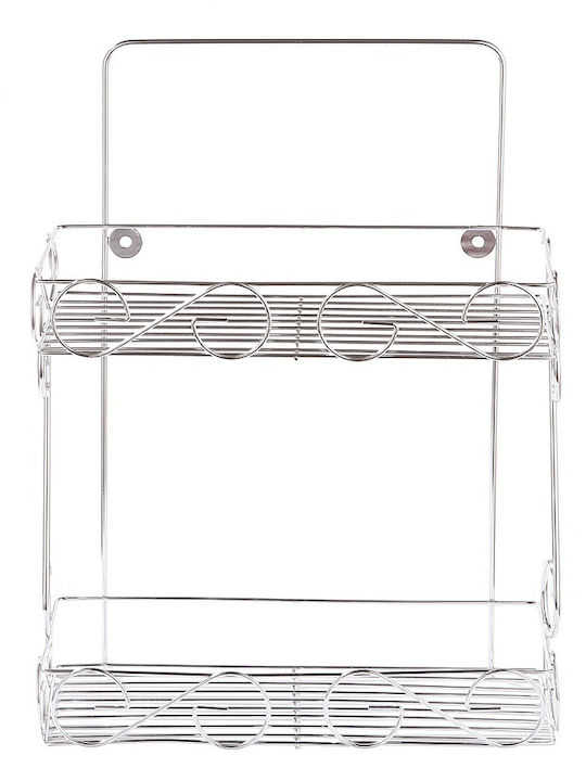 Cyclops An der Wand montiert Badezimmerregal Metallisch mit 2 Regalböden 37.5x28.5x13cm Weiß