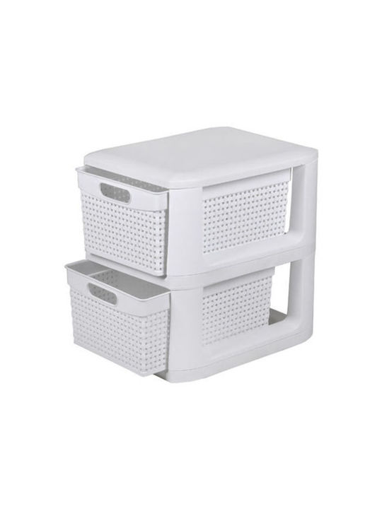 Homeplast Norma Durchbrochene Kunststoff Schubladenkommode 3 Ebenen Weiße 33x26x34,5cm