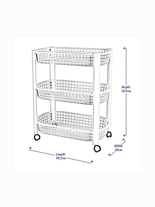 Kitchen Rack Plastic 3 Tiers Blue 46.5x26x59cm